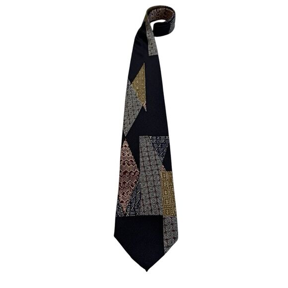 Via Veneto Hand Tailored 100% Silk Necktie Tie Patchwork Print - Picture 1 of 11